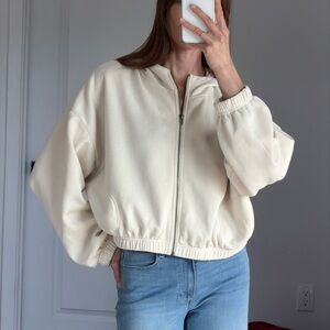 Urban Outfitters Cropped Zip Hoodie – Cream (Size M)